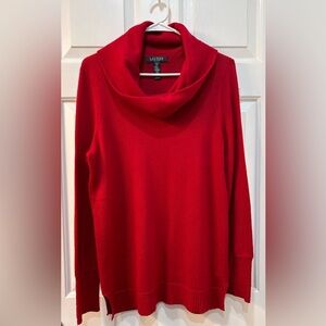 Lauren Ralph Lauren Wool Infused Red Cowl Neck Sweater Size M Petite Tunic LRL